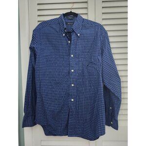 Nautica Sz M Men's Long Sleeve Plaid Blue Black Check Shirt Like New Medium